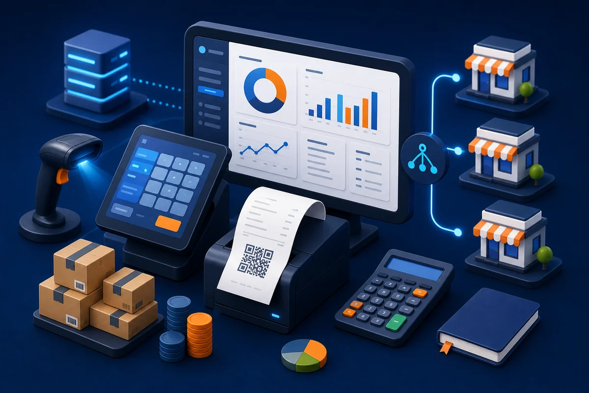 TelPOS Lite ERP Accounting, POS and VFD System technology illustration