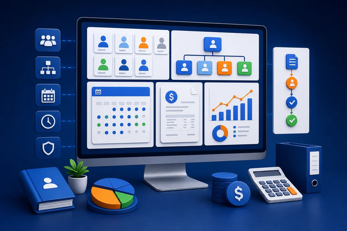 HR and Payroll System technology illustration